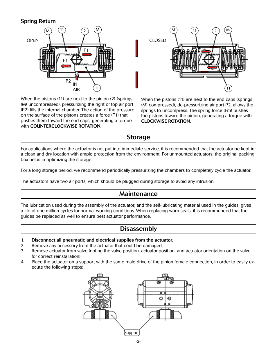 Storage, Maintenance, Disassembly | Marwin Valve UT Series Pneumatic Actuators User Manual | Page 2 / 6