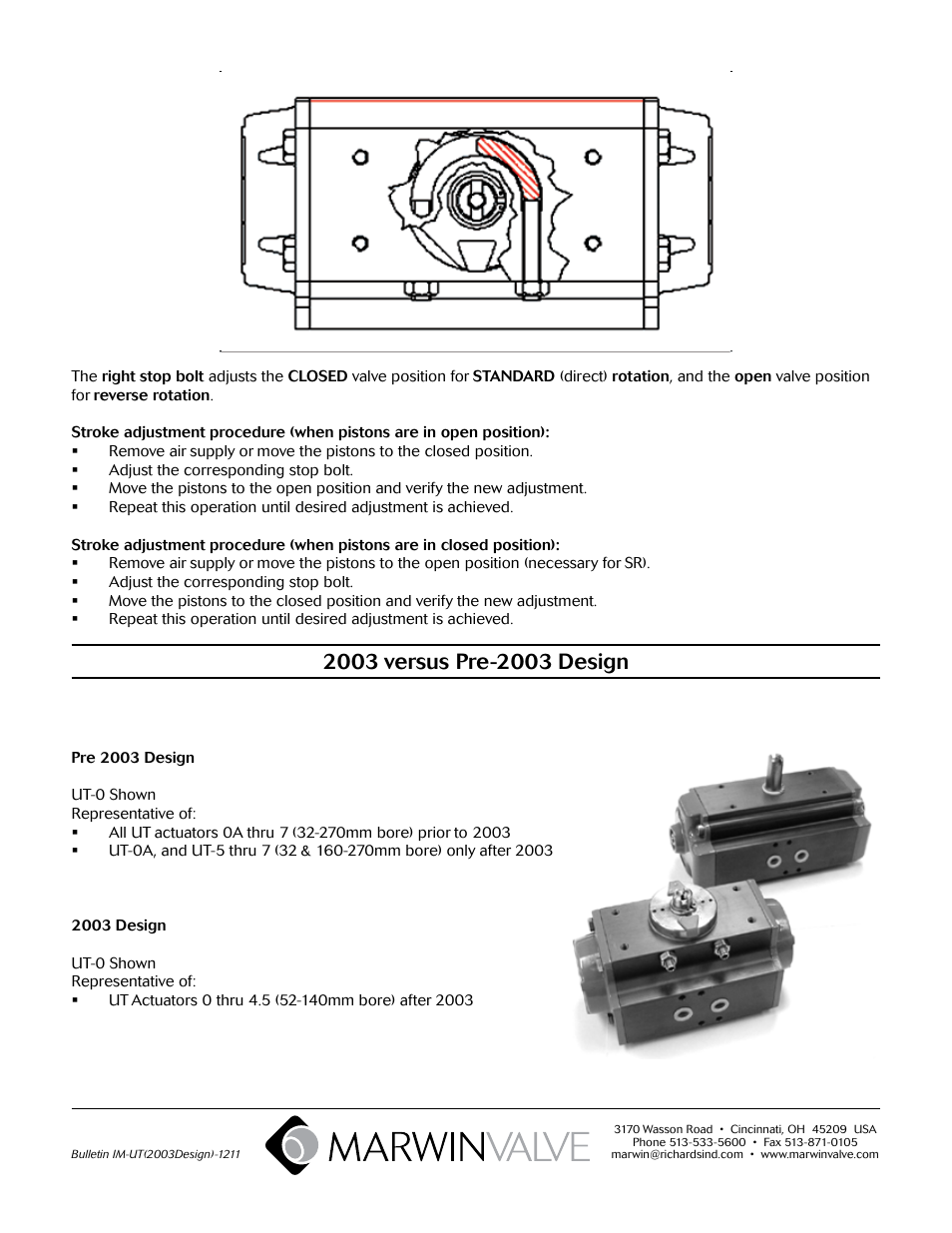 Marwin Valve UT Series Pneumatic Actuators User Manual | Page 6 / 6