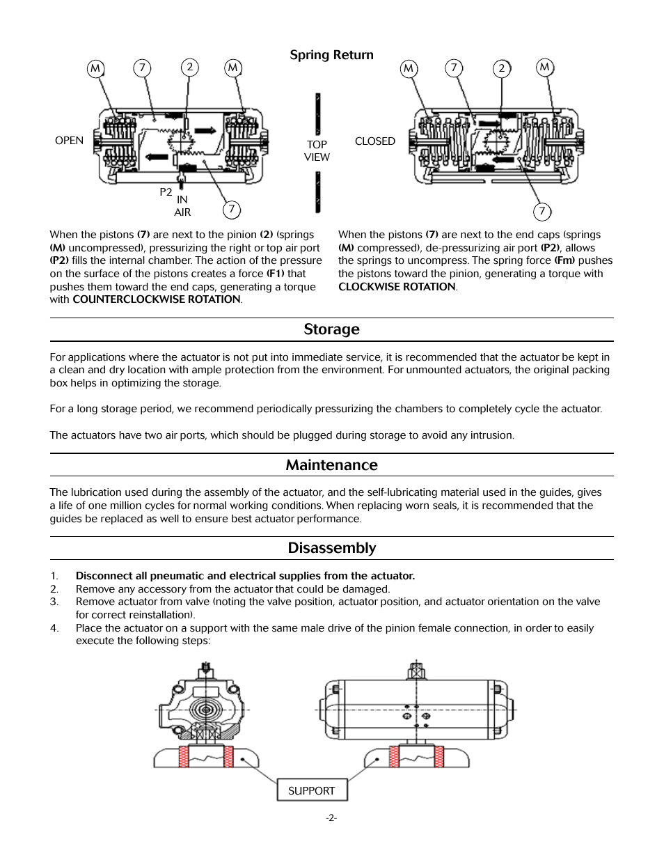 Storage, Maintenance, Disassembly | Marwin Valve UT Series Pneumatic Actuators User Manual | Page 2 / 6