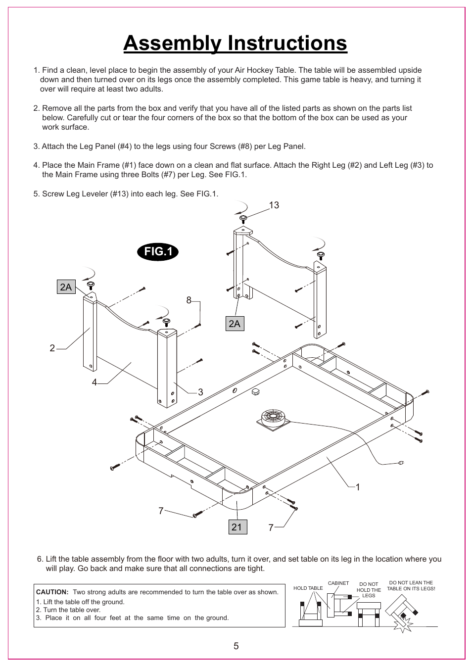 Assembly instructions, Fig.1 | Medal Sports SH16602 User Manual | Page 6 / 17