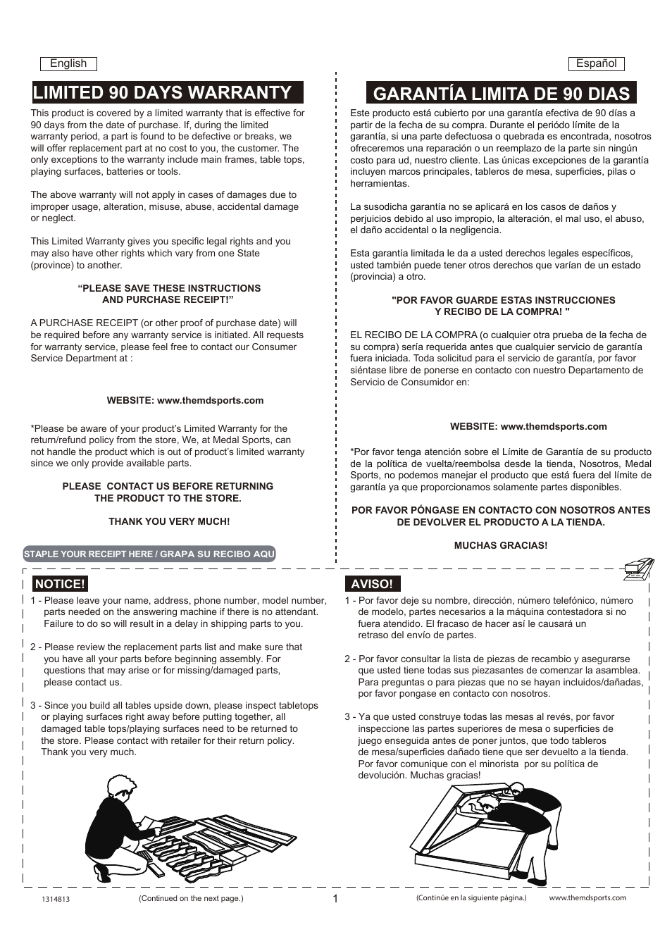 Aviso! notice | Medal Sports SH1314813 User Manual | Page 2 / 11