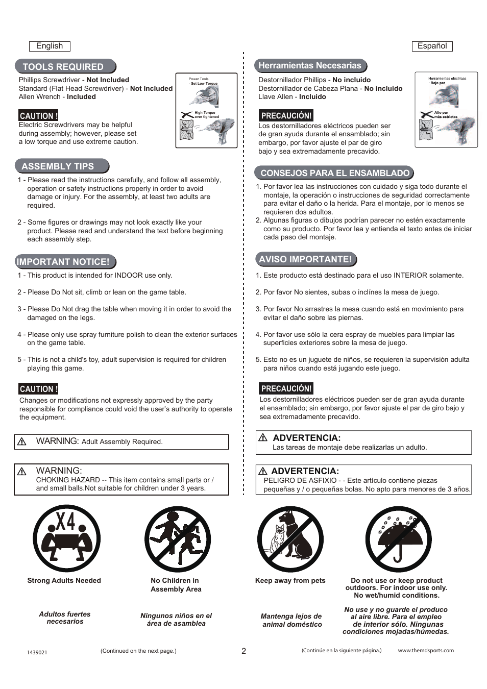 Assembly tips tools required, Warning, Important notice! advertencia | Aviso importante | Medal Sports FH1439021 User Manual | Page 3 / 14