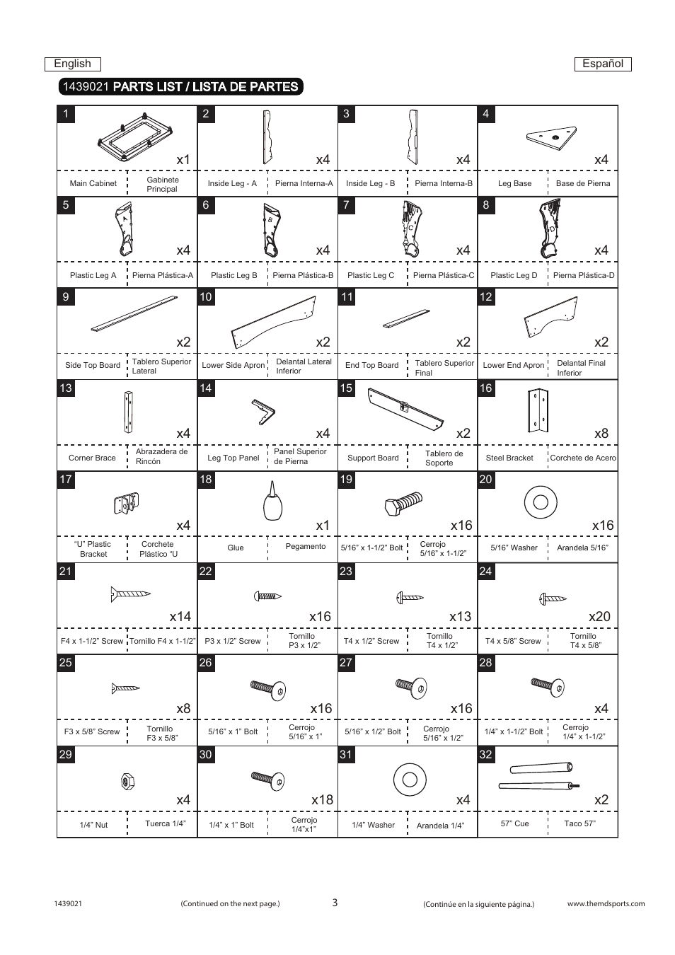 X1 x4 x4 x4, X4 x2 x8 | Medal Sports FH1439021 User Manual | Page 4 / 14