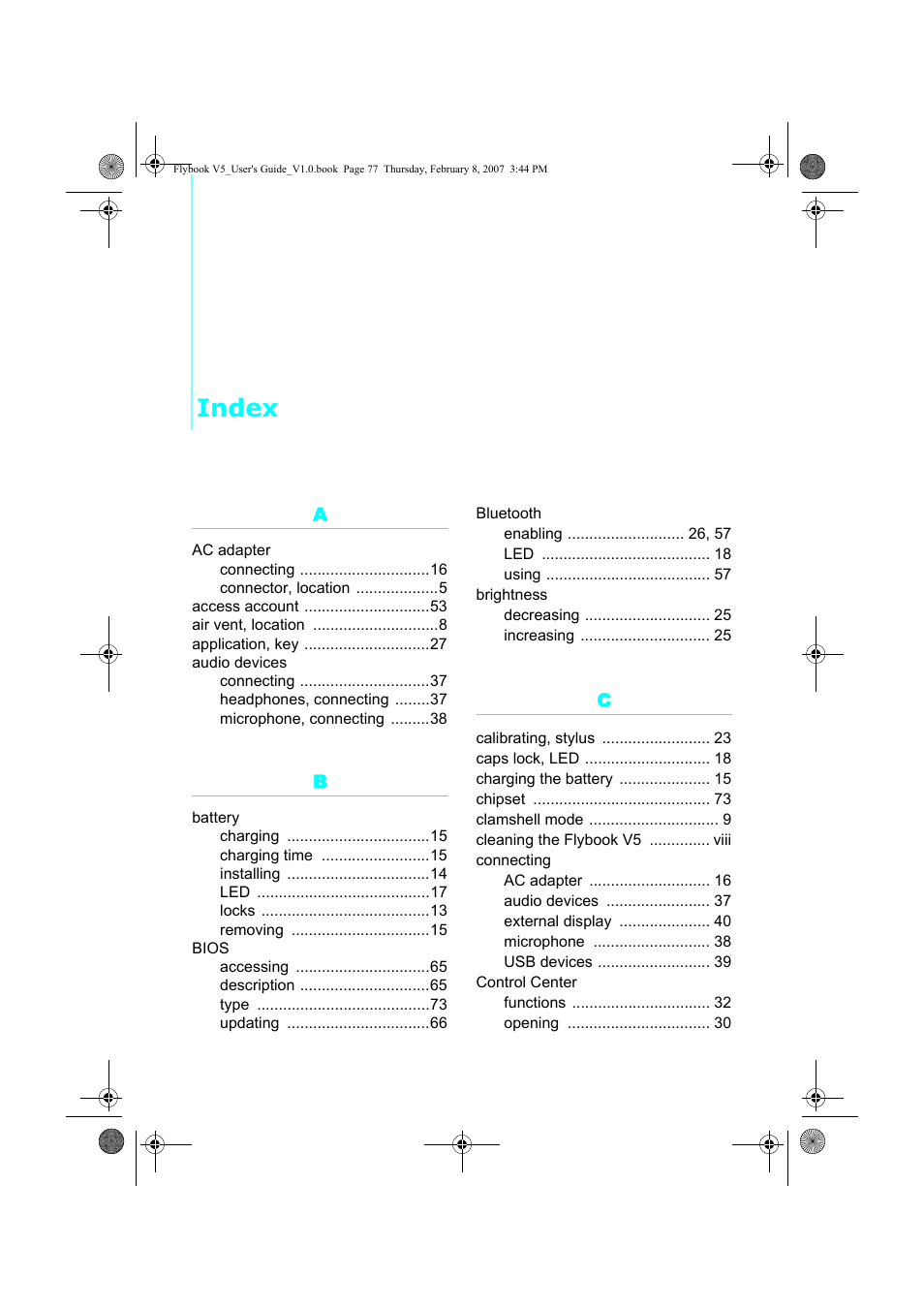 Index | Dialogue Tech V5W1BBHA User Manual | Page 91 / 96