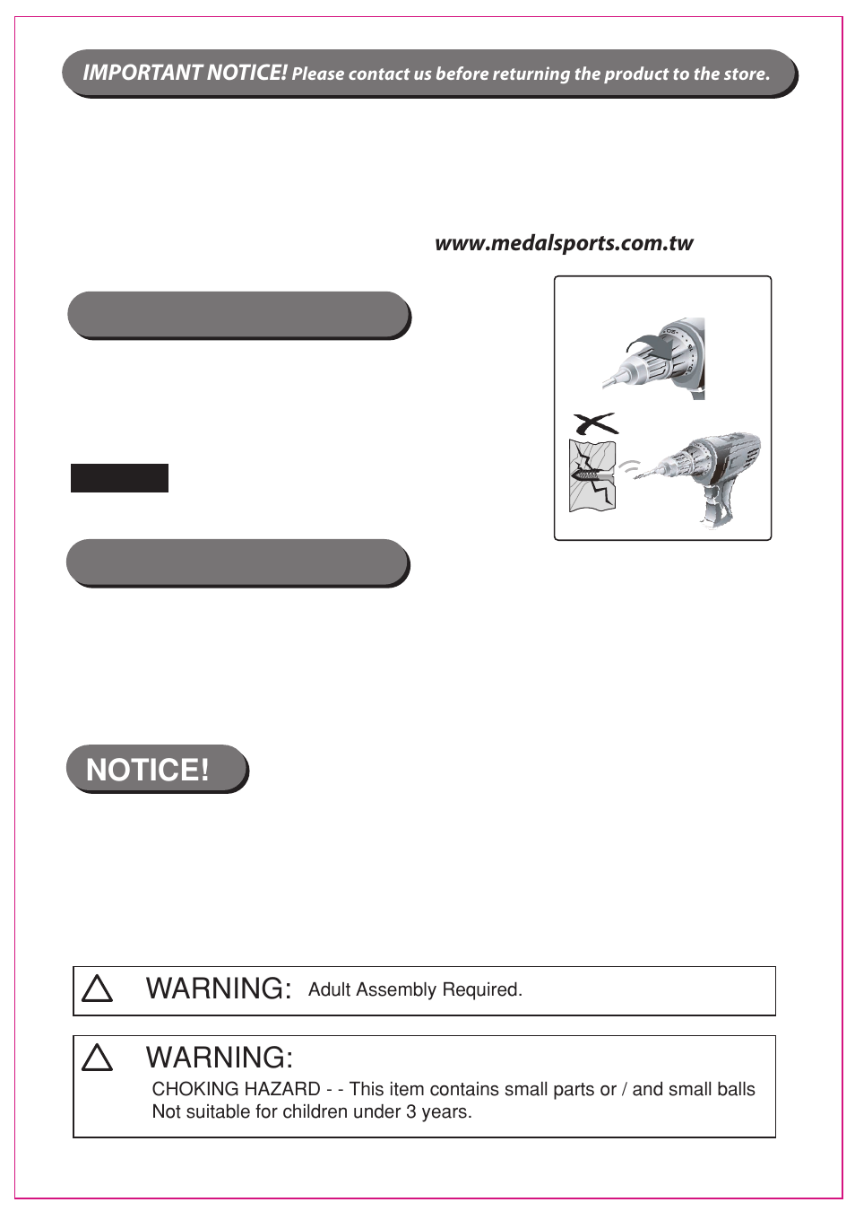 Tools required: assembly tips | Medal Sports SH58403 User Manual | Page 3 / 27