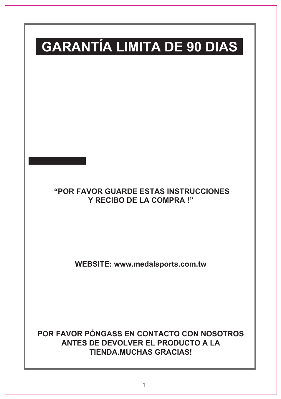 Garantía limita de 90 dias | Medal Sports SH58101 User Manual | Page 12 / 21