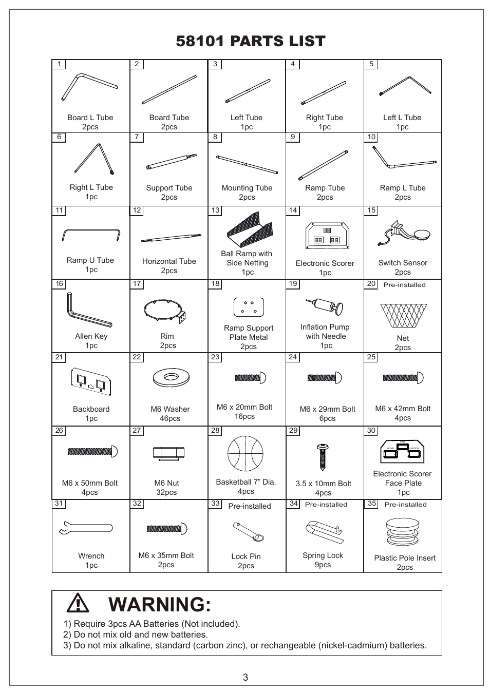 Warning | Medal Sports SH58101 User Manual | Page 4 / 21