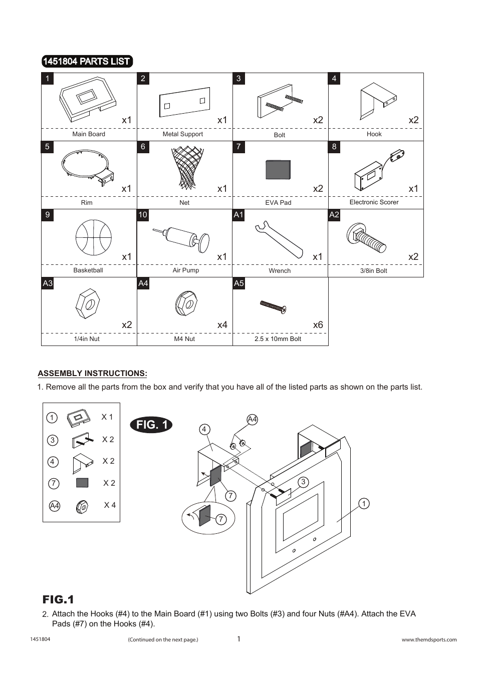 Fig. 1, Fig.1 | Medal Sports BJ1451804 User Manual | Page 4 / 6