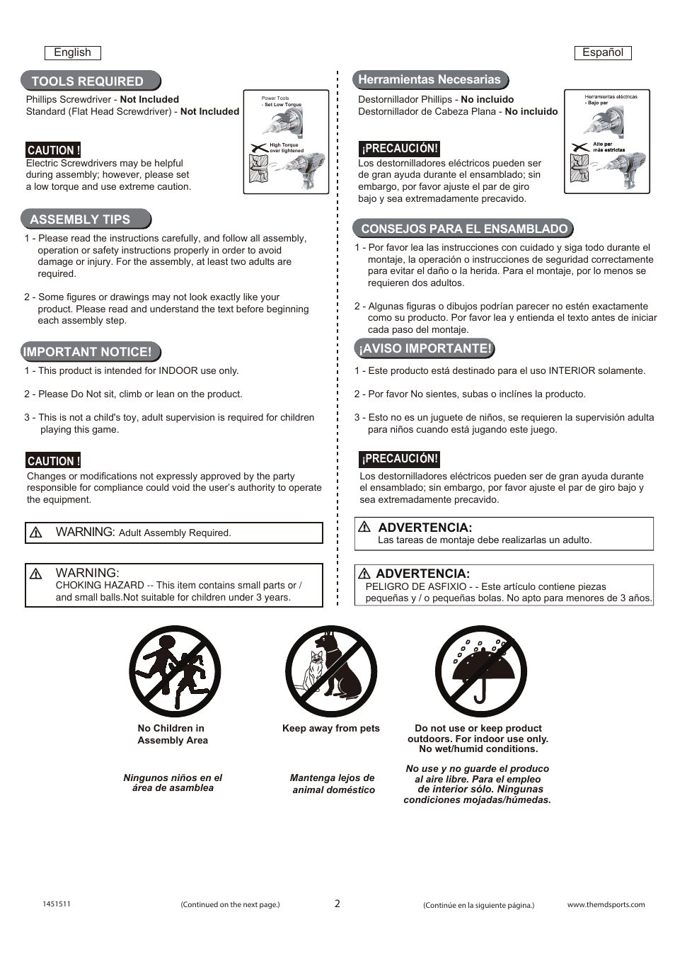Assembly tips tools required, Important notice, Aviso importante | Warning, Advertencia | Medal Sports SM.Com1451511 User Manual | Page 3 / 8