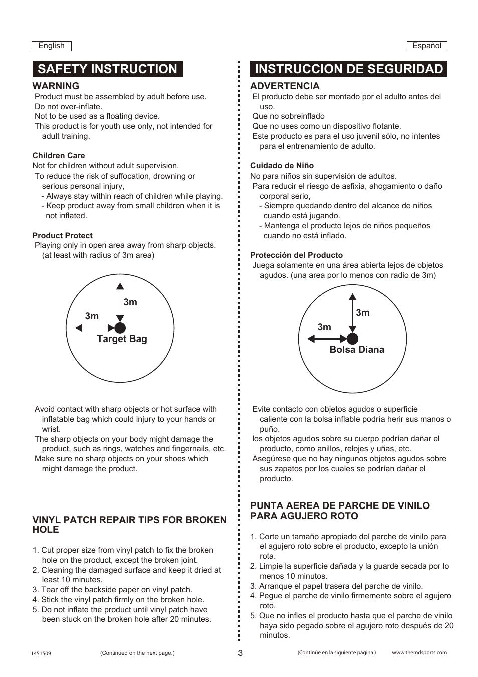 Safety instruction instruccion de seguridad | Medal Sports SMUS1451509 User Manual | Page 4 / 10