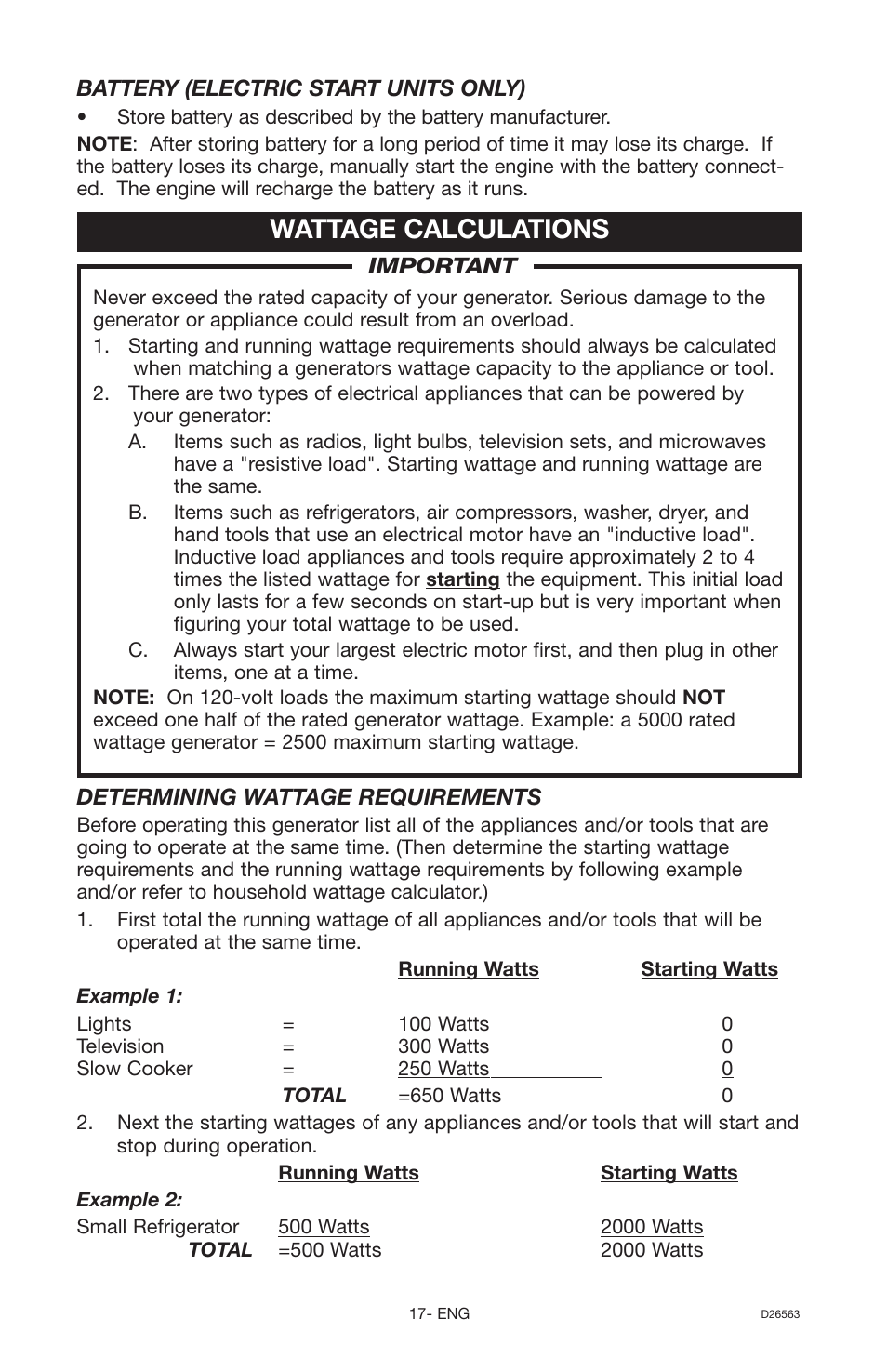 Wattage calculations | DeVillbiss Air Power Company D26563 User Manual | Page 17 / 22