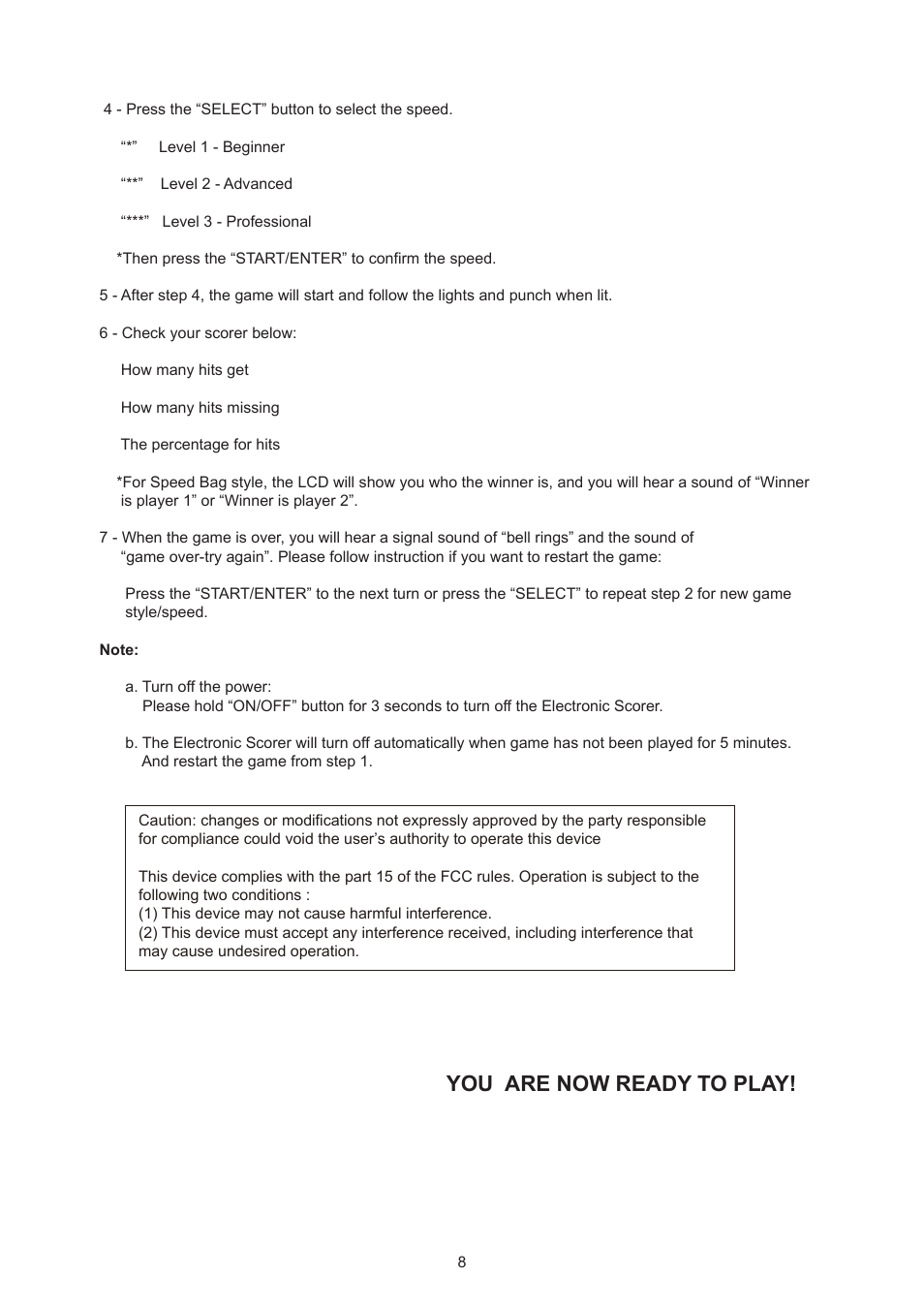 You are now ready to play | Medal Sports BJ1451516 User Manual | Page 9 / 9