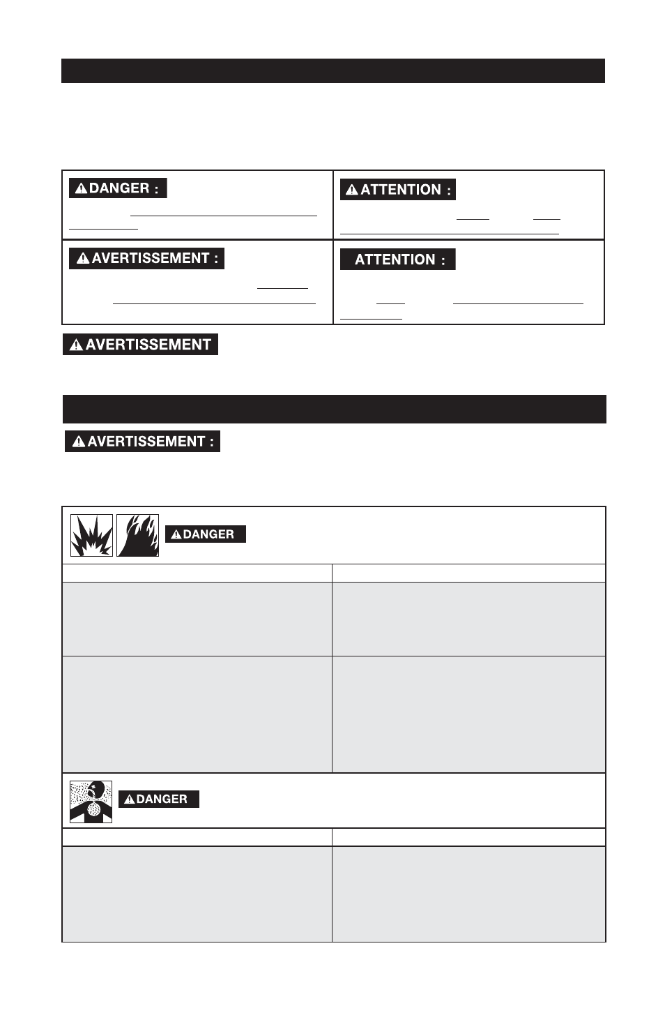 Mesures de sécurité - définitions, Mesures de sécurité importantes | DeVillbiss Air Power Company Excell VR1600E User Manual | Page 20 / 56