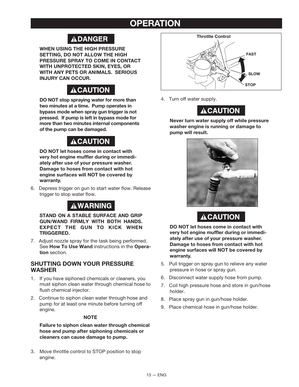 Operation | DeVillbiss Air Power Company 2225CWH User Manual | Page 13 / 20