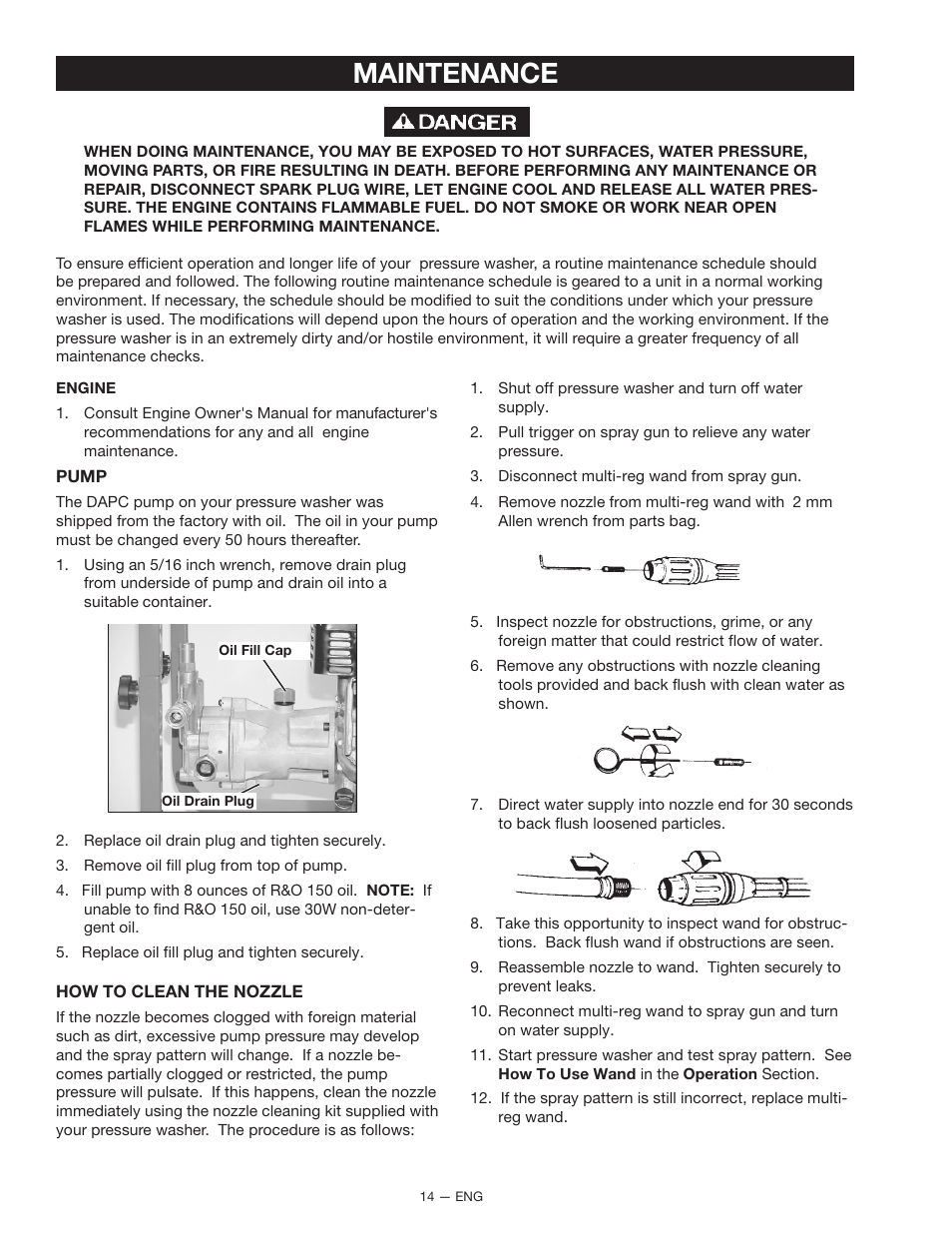 Maintenance | DeVillbiss Air Power Company 2225CWH User Manual | Page 14 / 20