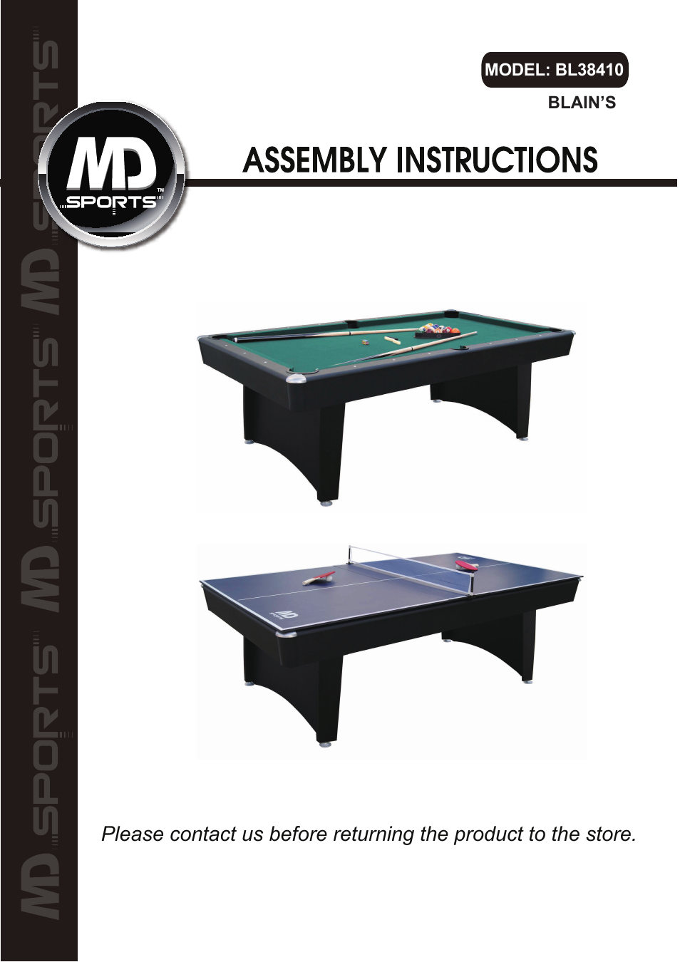 Medal Sports BL38410 User Manual | 8 pages
