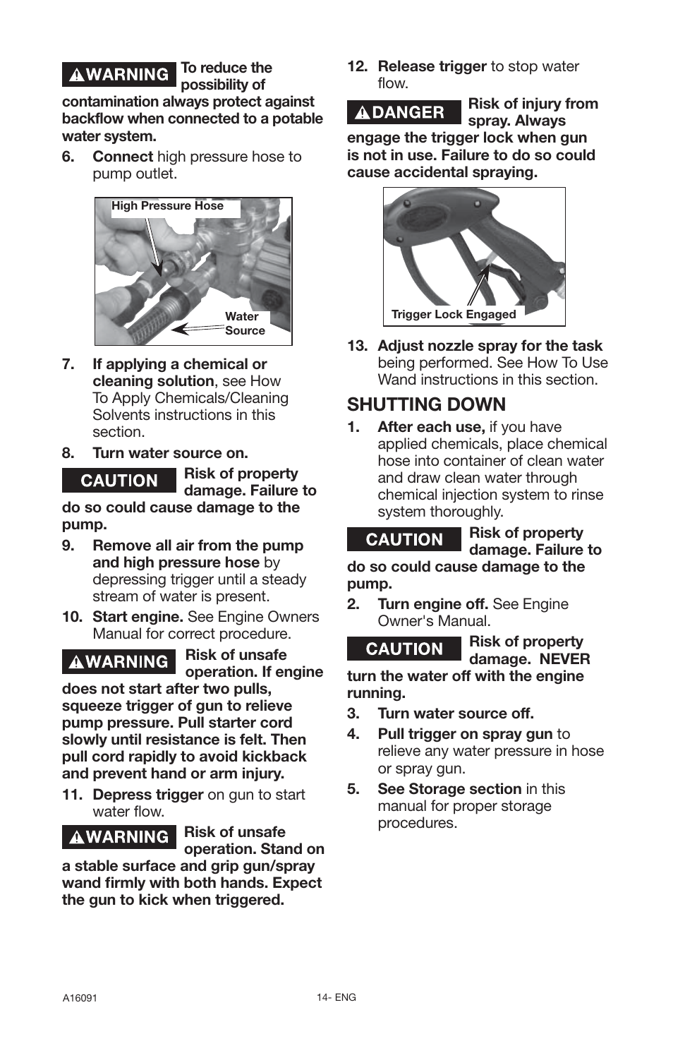 Shutting down | DeVillbiss Air Power Company Devap DVH3000 User Manual | Page 14 / 60