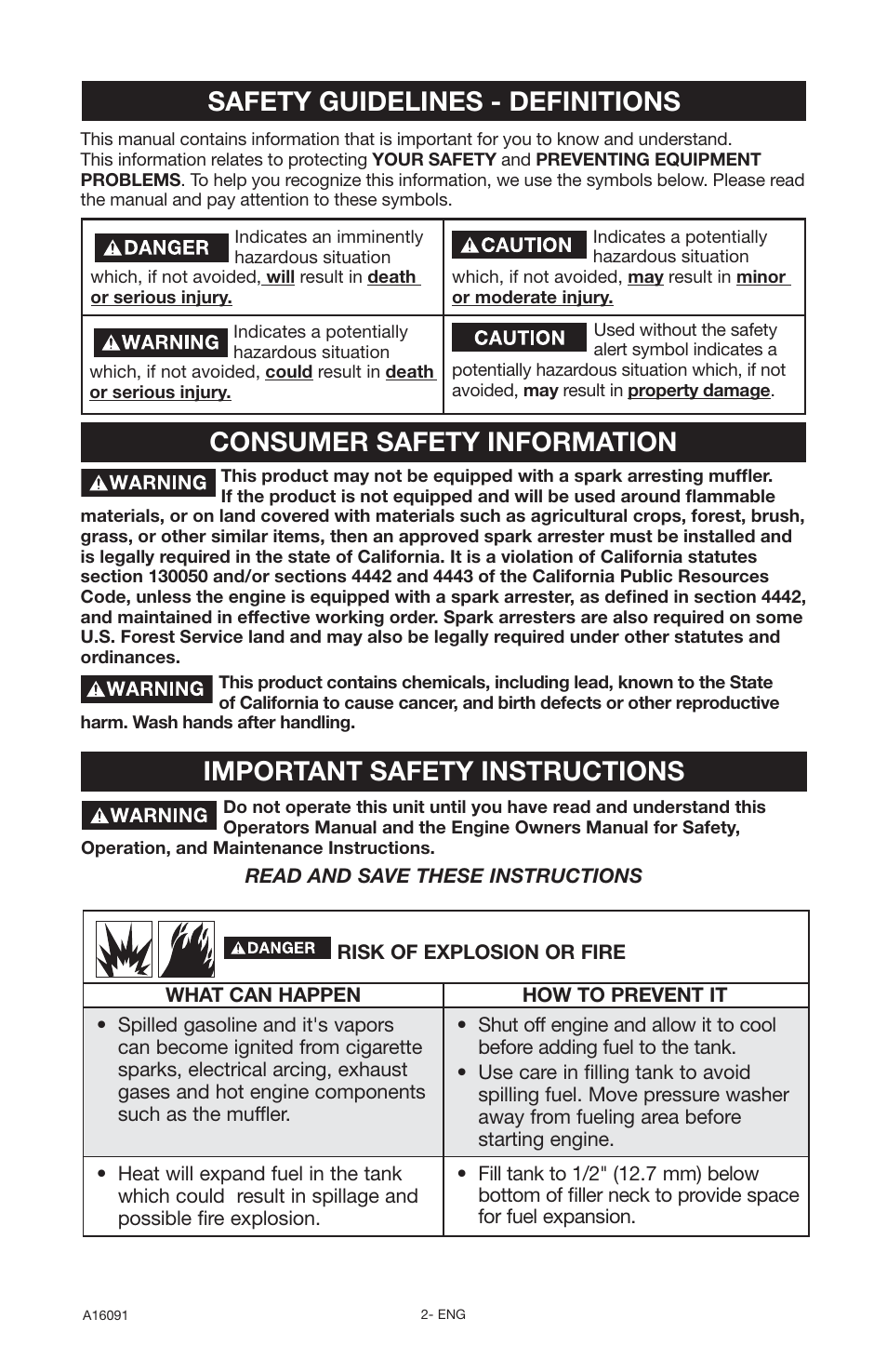 Important safety instructions | DeVillbiss Air Power Company Devap DVH3000 User Manual | Page 2 / 60