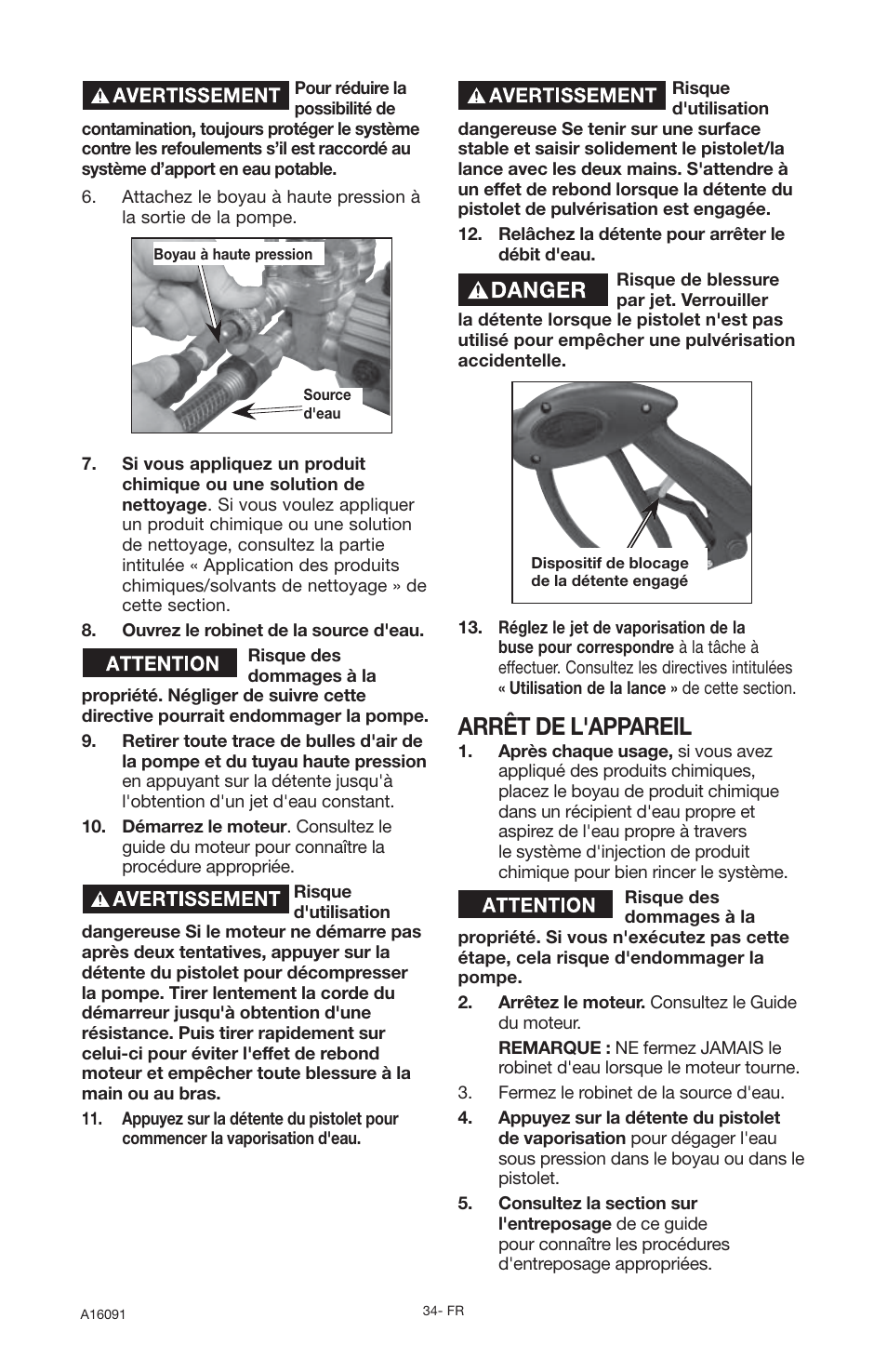 Arrêt de l'appareil | DeVillbiss Air Power Company Devap DVH3000 User Manual | Page 34 / 60