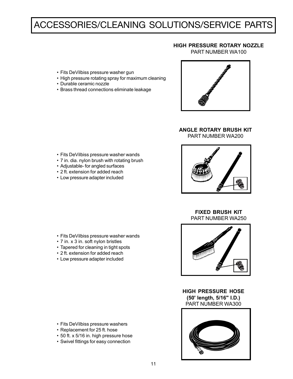 Accessories/cleaning solutions/service parts | DeVillbiss Air Power Company WG1420 User Manual | Page 11 / 14