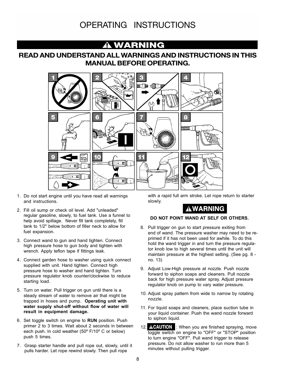 Operating instructions | DeVillbiss Air Power Company WG1420 User Manual | Page 8 / 14