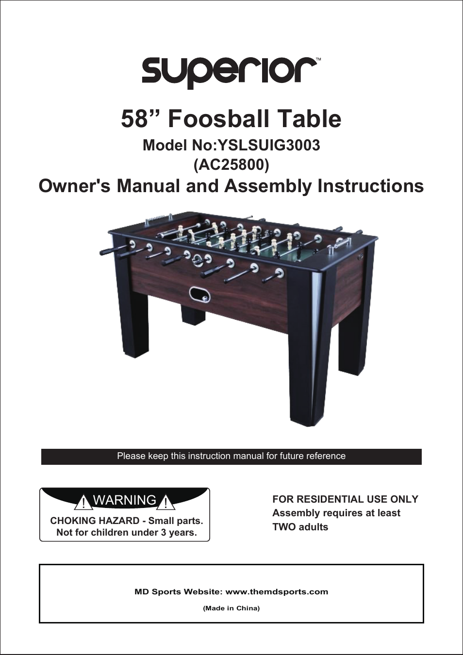 Medal Sports YSLSUIG3003/AC25800 User Manual | 13 pages
