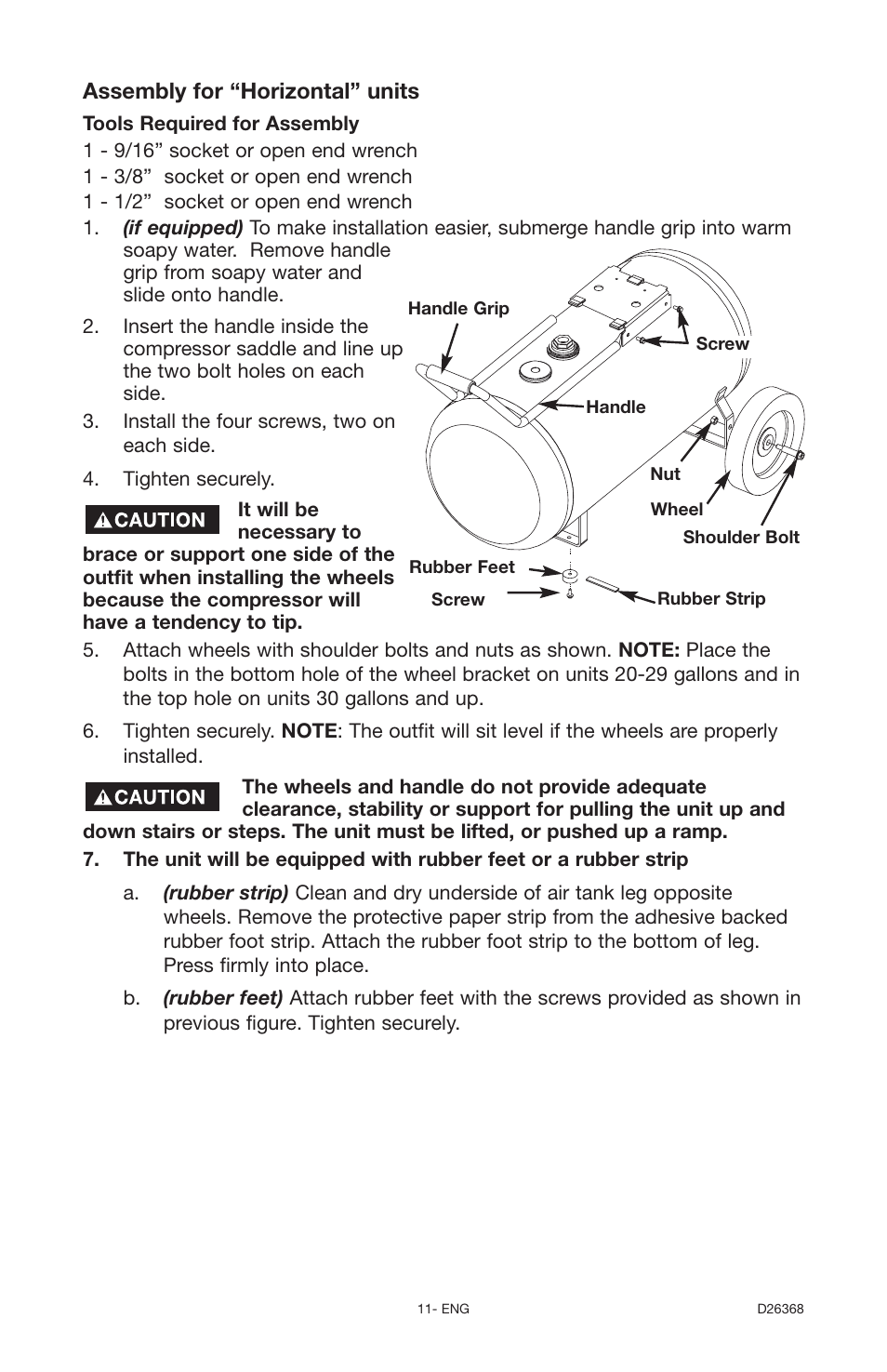 Assembly for “horizontal” units | DeVillbiss Air Power Company D26368 User Manual | Page 11 / 24