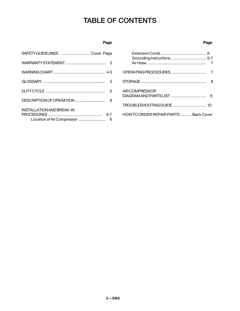 DeVillbiss Air Power Company MGP-FAC100-1 User Manual | Page 2 / 12