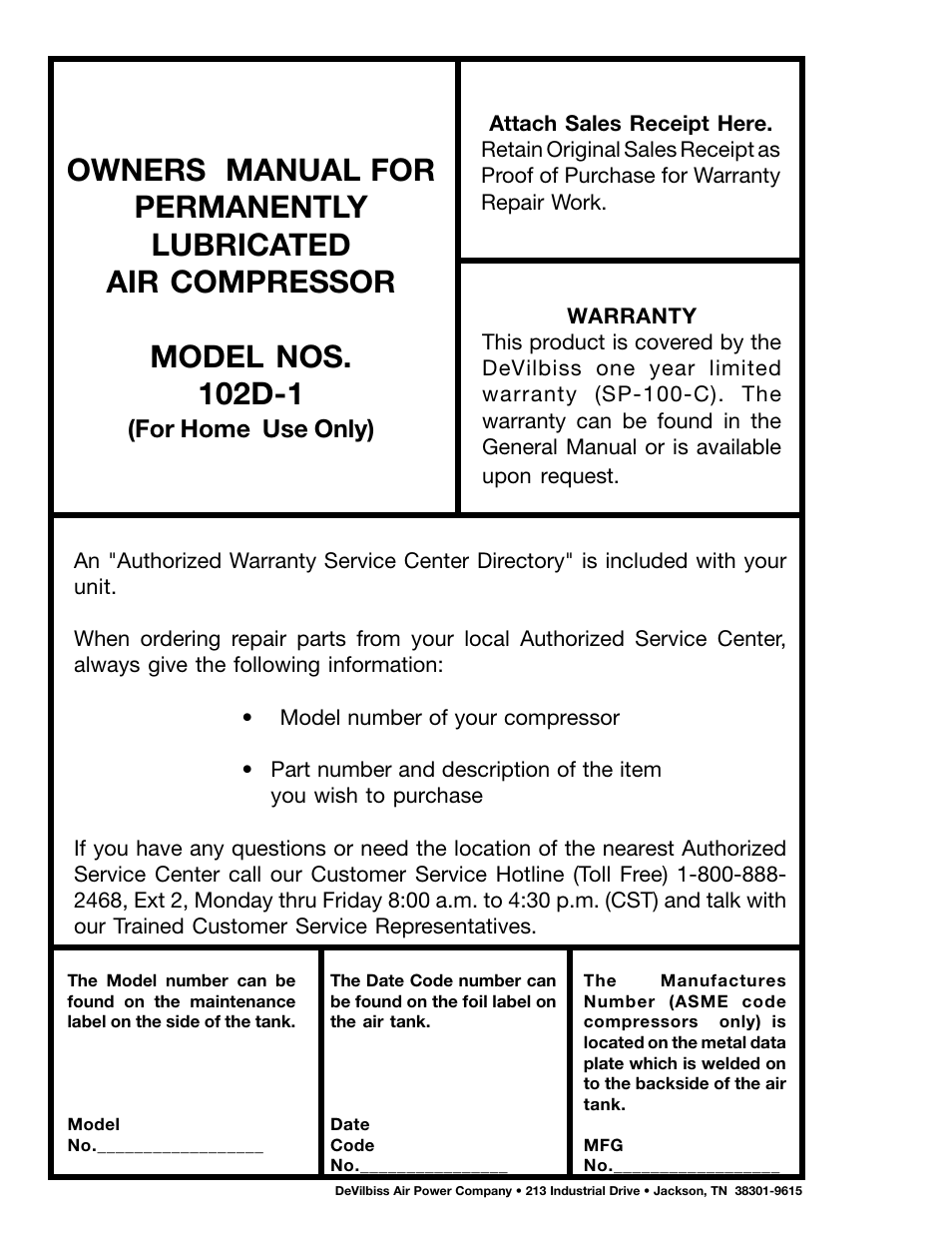 DeVillbiss Air Power Company MGP-102D-2 User Manual | Page 16 / 16