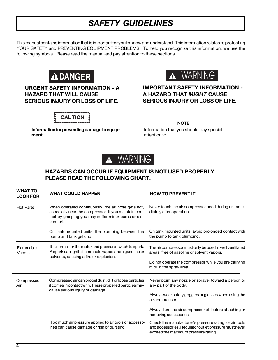 Safety guidelines | DeVillbiss Air Power Company MGP-102D-2 User Manual | Page 4 / 16