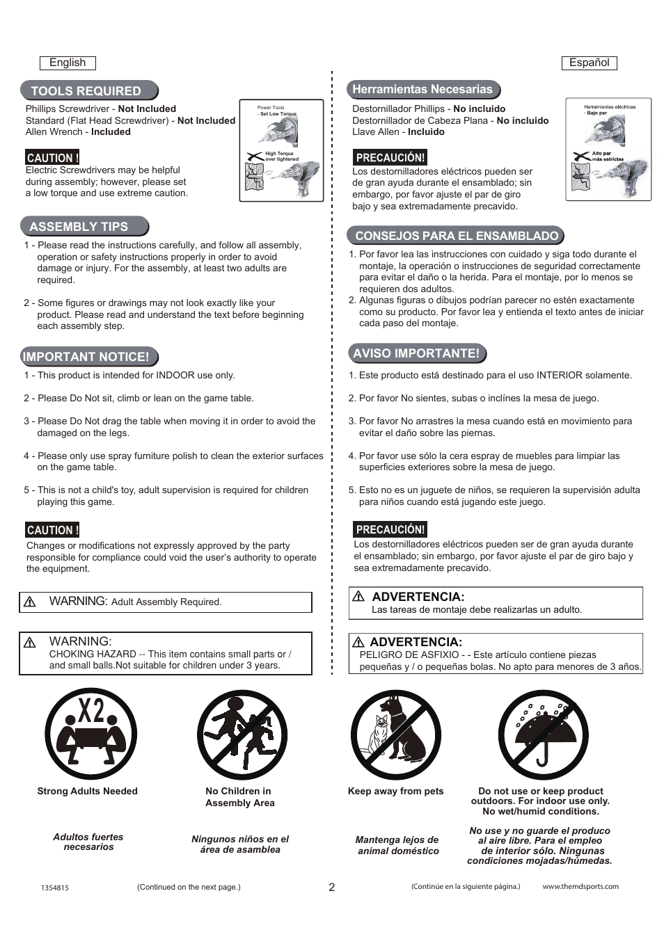 Assembly tips tools required, Warning, Important notice! advertencia | Aviso importante | Medal Sports SH1354815 User Manual | Page 3 / 14