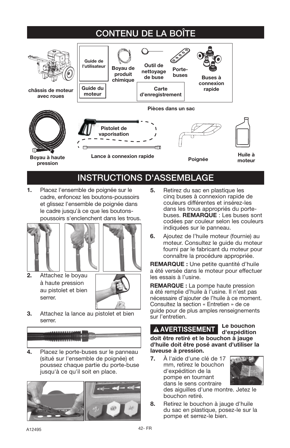 Instructions d'assemblage contenu de la boîte | DeVillbiss Air Power Company Pressure Wave A12495 User Manual | Page 42 / 56