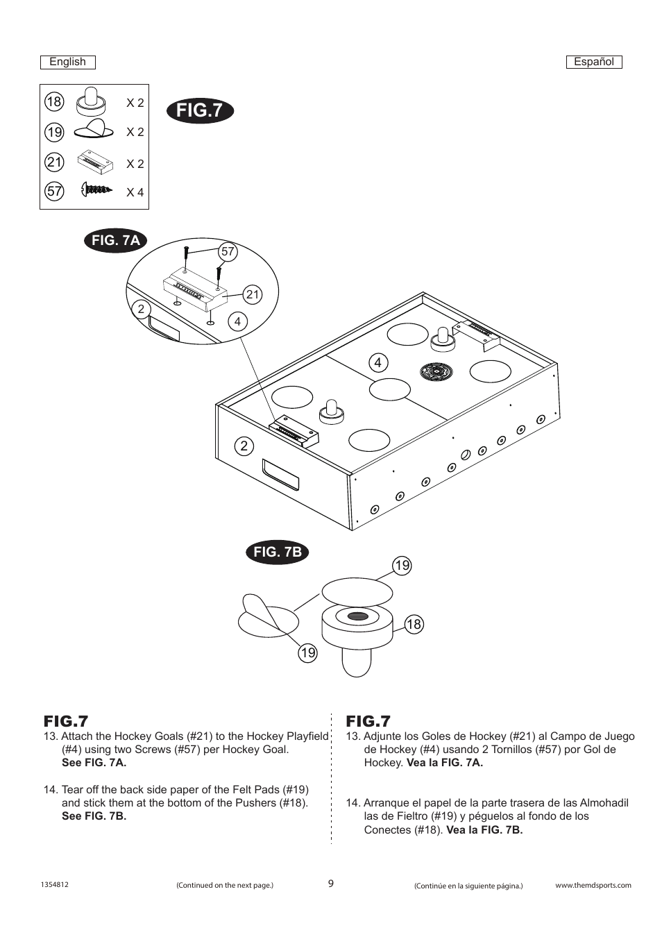 Fig.7, Fig. 7b, Fig. 7a | Español english, X 2 x 4 | Medal Sports WMUS1354812 User Manual | Page 10 / 16