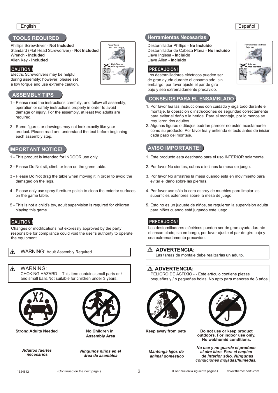 Assembly tips tools required, Warning, Important notice! advertencia | Aviso importante | Medal Sports WMUS1354812 User Manual | Page 3 / 16