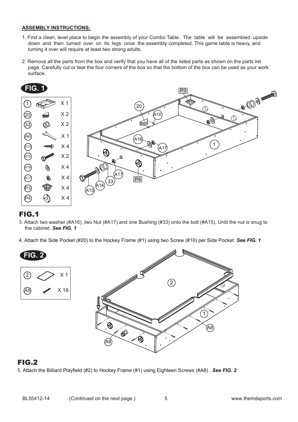 Fig. 1 fig. 2, Fig.1, Fig.2 | Medal Sports BL55412-14 User Manual | Page 6 / 12