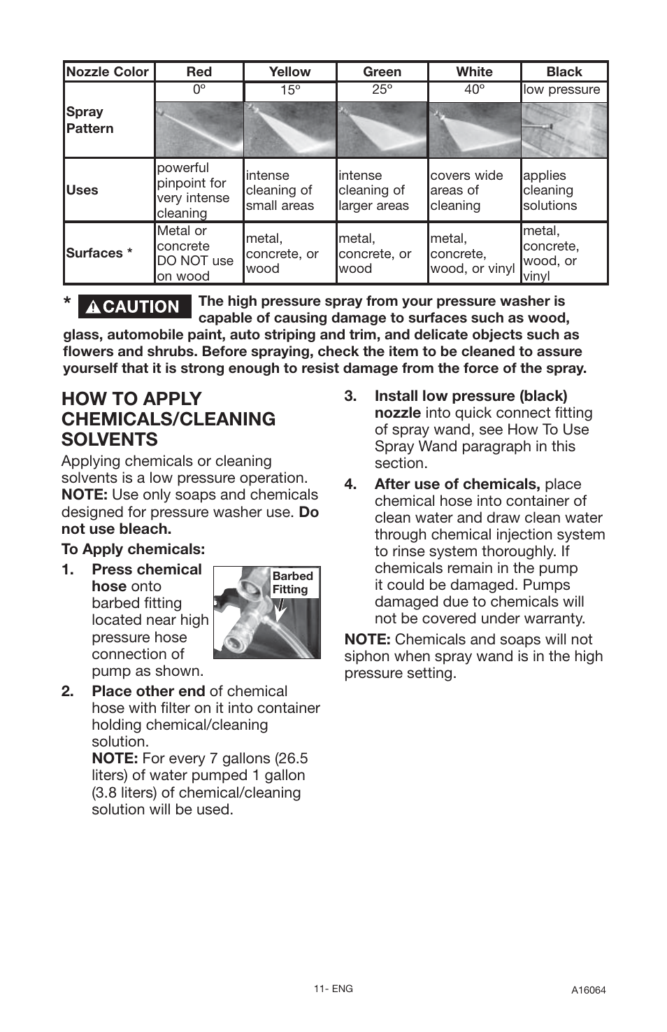 How to apply chemicals/cleaning solvents | DeVillbiss Air Power Company DVH2600 User Manual | Page 11 / 56