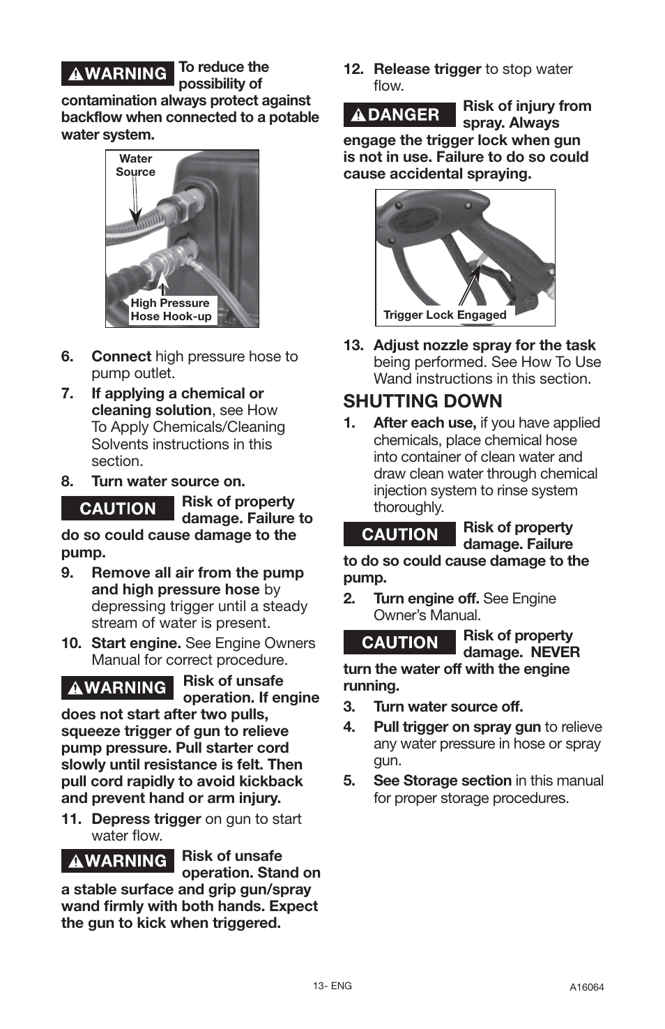 Shutting down | DeVillbiss Air Power Company DVH2600 User Manual | Page 13 / 56