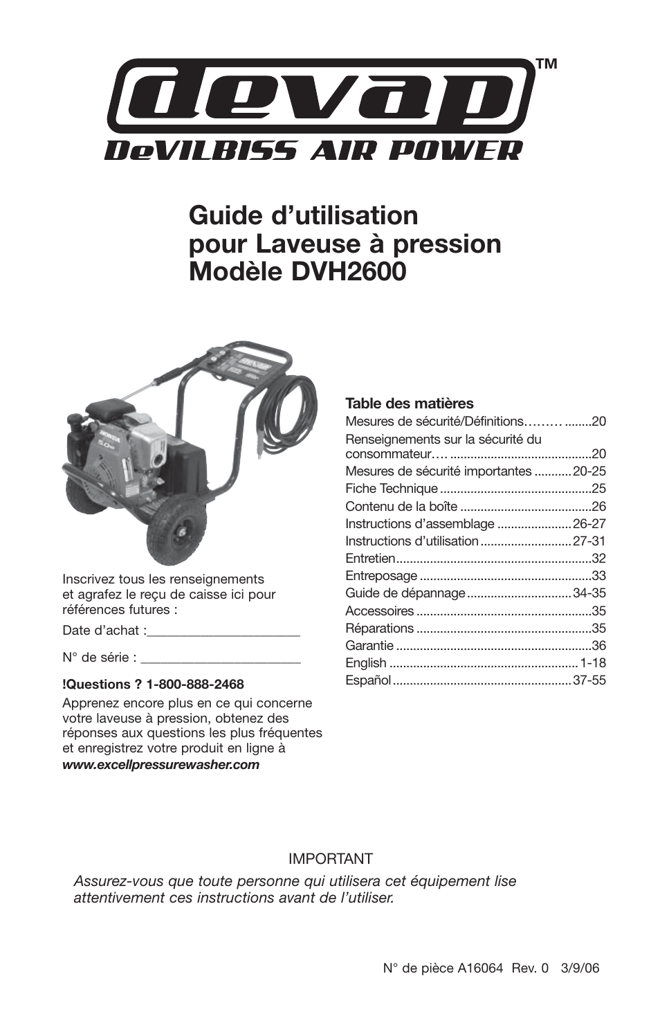 DeVillbiss Air Power Company DVH2600 User Manual | Page 19 / 56