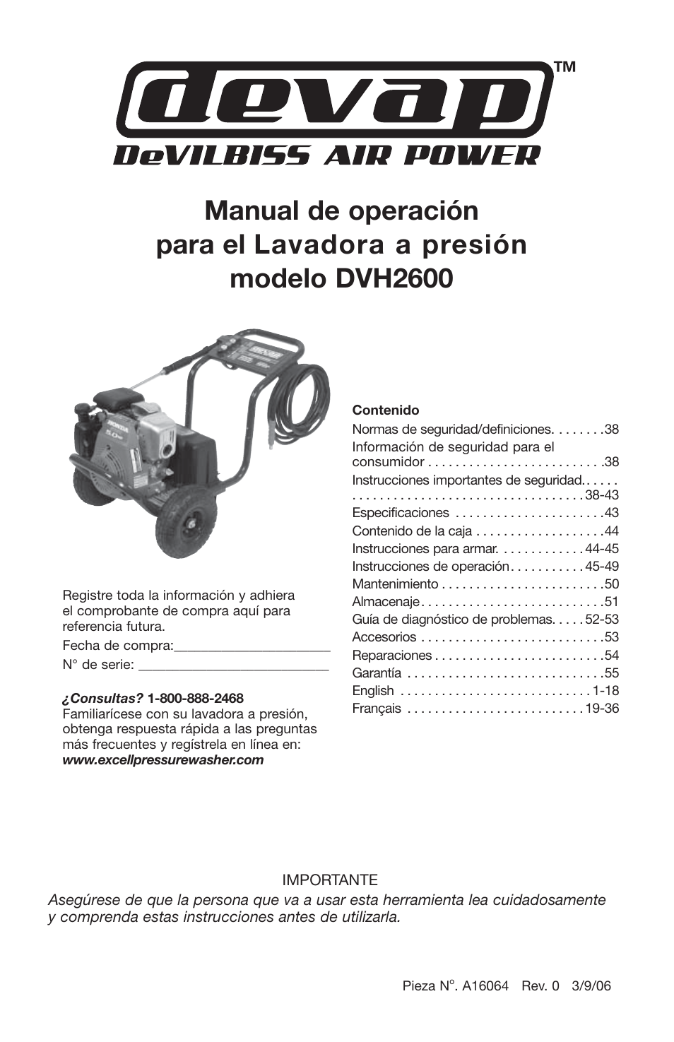 DeVillbiss Air Power Company DVH2600 User Manual | Page 37 / 56