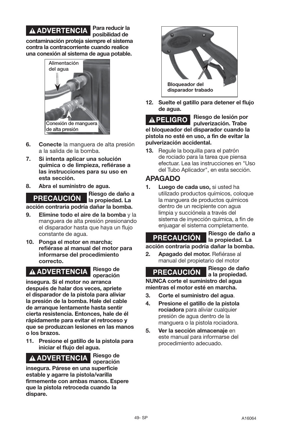 Apagado | DeVillbiss Air Power Company DVH2600 User Manual | Page 49 / 56