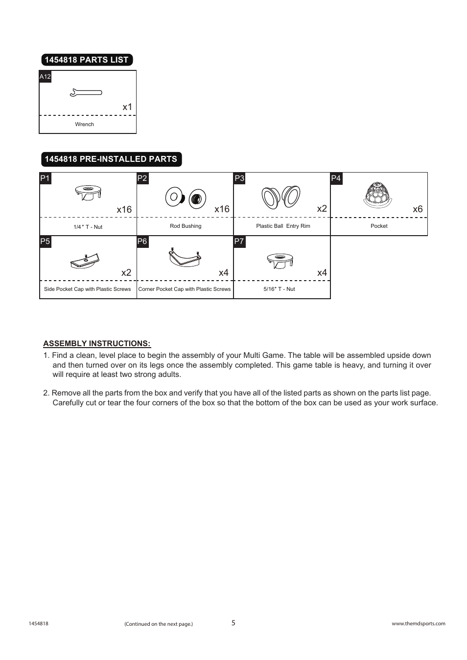 X16 x6, X2 x4 | Medal Sports FH1454818 User Manual | Page 6 / 13