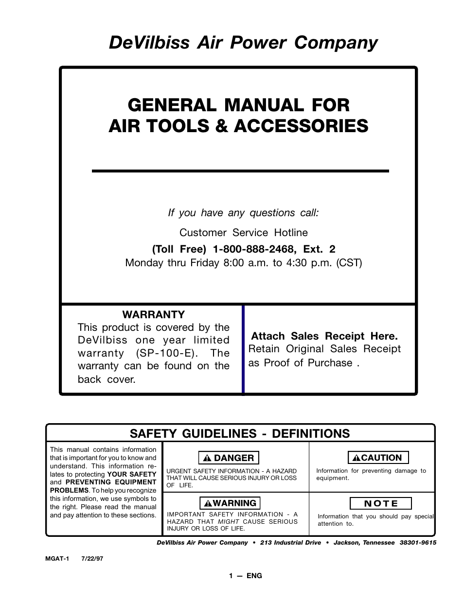 DeVillbiss Air Power Company MGAT-1 User Manual | 12 pages