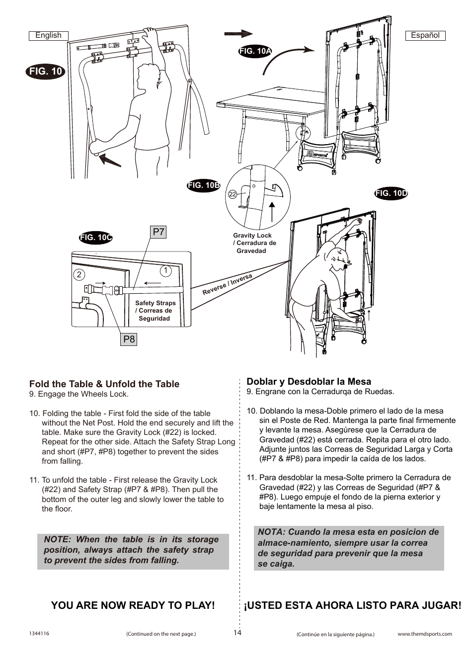 You are now ready to play, Usted esta ahora listo para jugar | Medal Sports WM.COM1344116 User Manual | Page 15 / 17