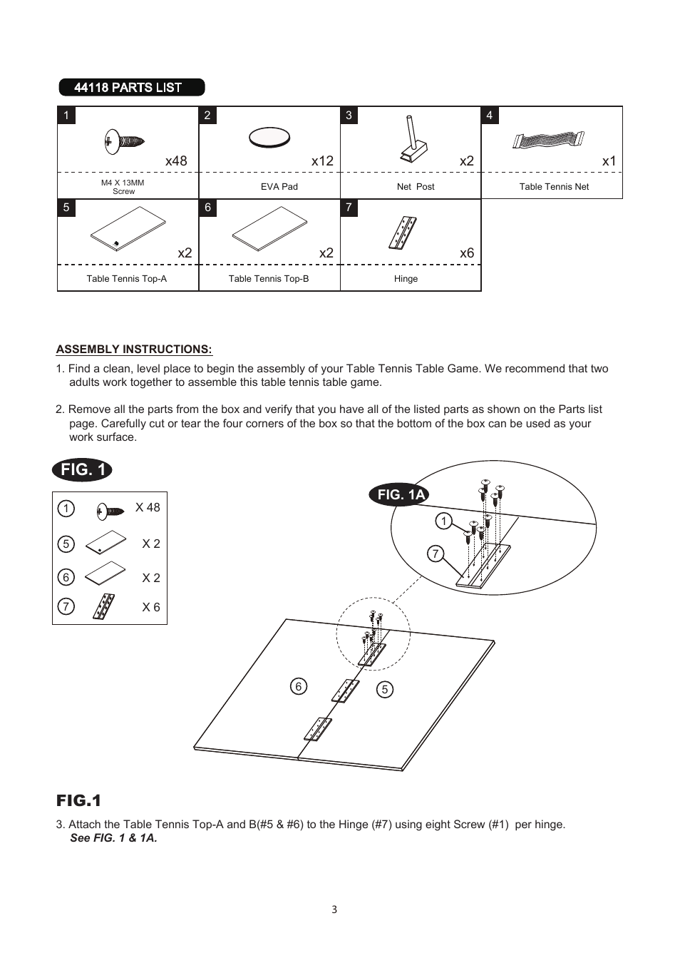 Fig. 1, Fig.1, Fig. 1a | Medal Sports BL44118 User Manual | Page 4 / 5