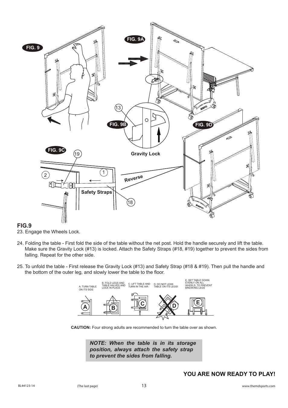 You are now ready to play, Fig.9, Fig. 9 | Ab c d e | Medal Sports BL44123-14 User Manual | Page 14 / 14