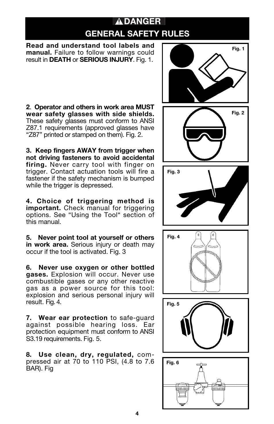 General safety rules | DeVillbiss Air Power Company Ex-Cell ENS150 User Manual | Page 4 / 12