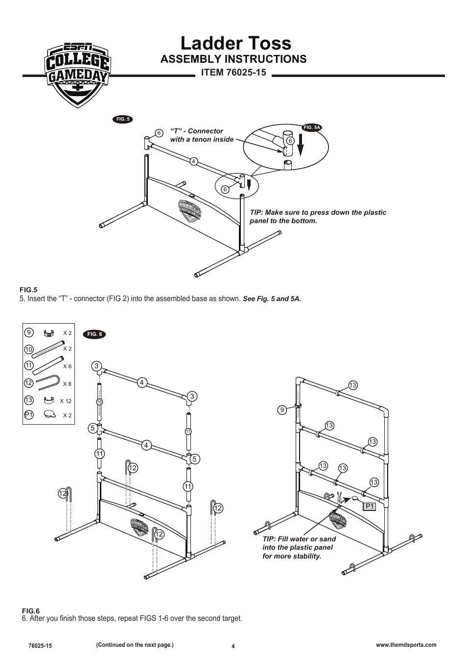 Ladder toss, Assembly instructions | Medal Sports 76025 User Manual | Page 3 / 4