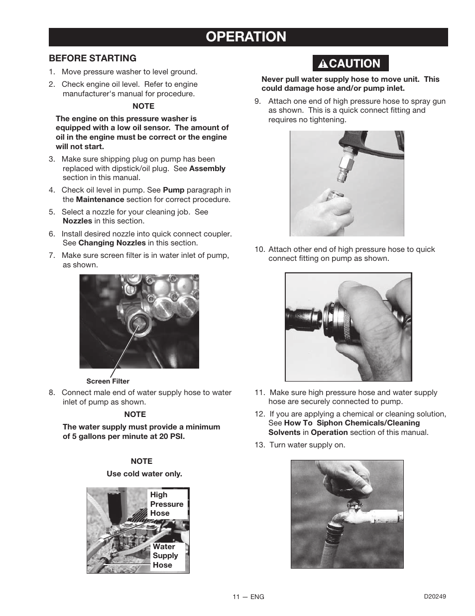 Operation | DeVillbiss Air Power Company 3540CWHP User Manual | Page 11 / 20