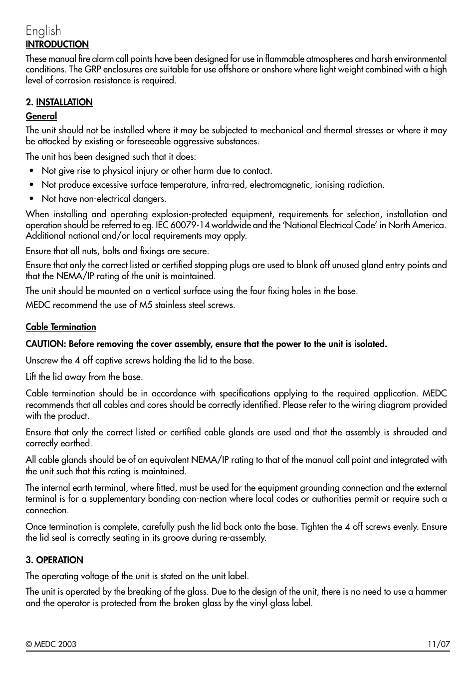 English | MEDC BG2 User Manual | Page 3 / 12