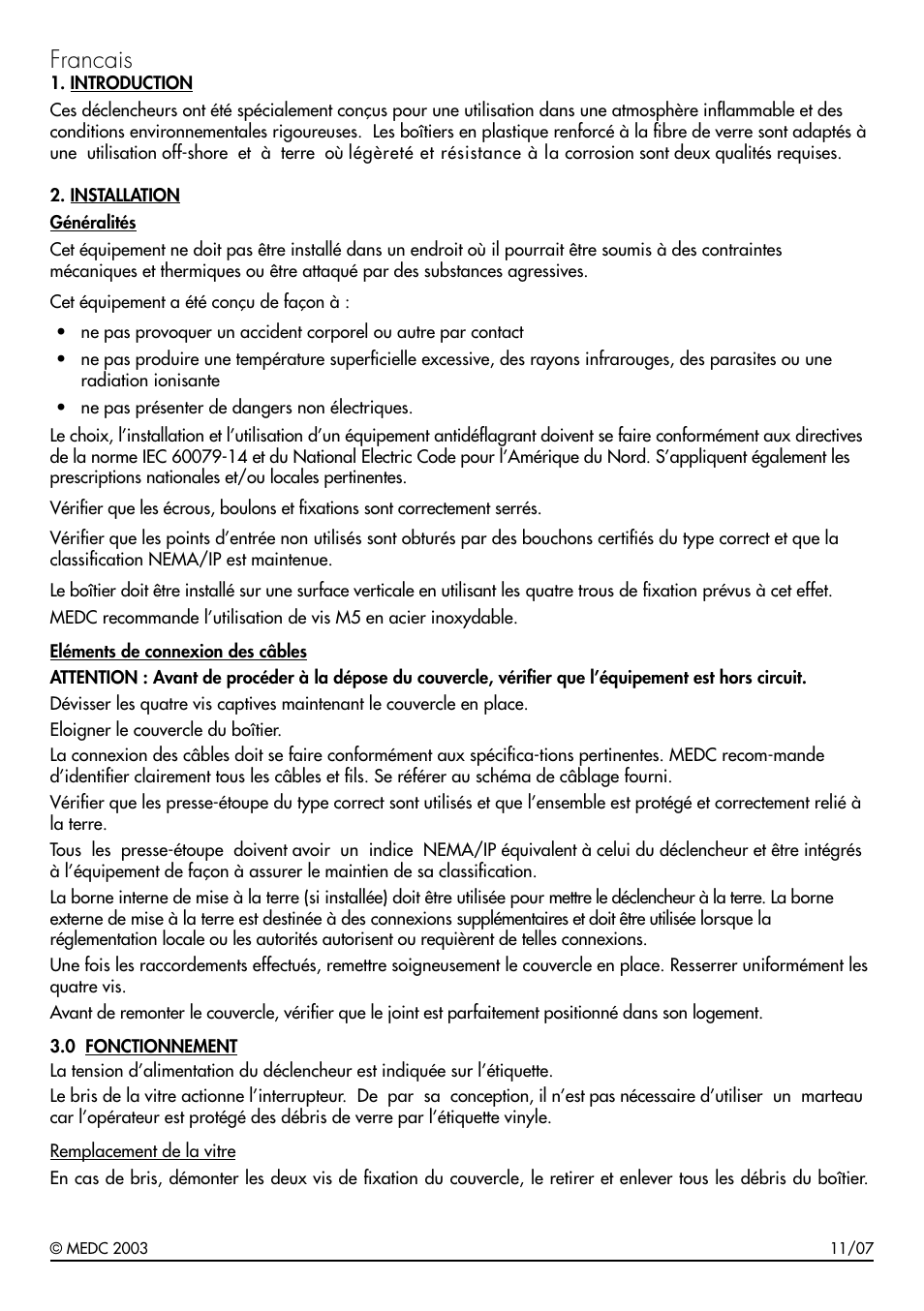Francais | MEDC BG2 User Manual | Page 5 / 12
